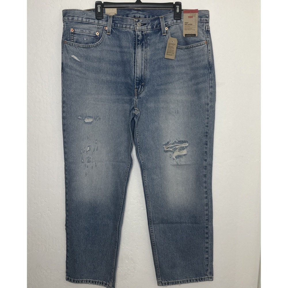 LEVI'S 550 Relaxed Stonewashed Jeans 40x30 NWT $70 levis shredded/ripped denim‎